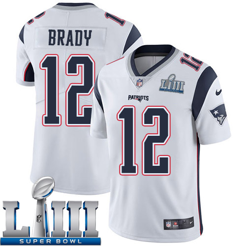 Men New England Patriots #12 Brady white Nike Vapor Untouchable Limited 2019 Super Bowl LIII NFL Jerseys->new england patriots->NFL Jersey
